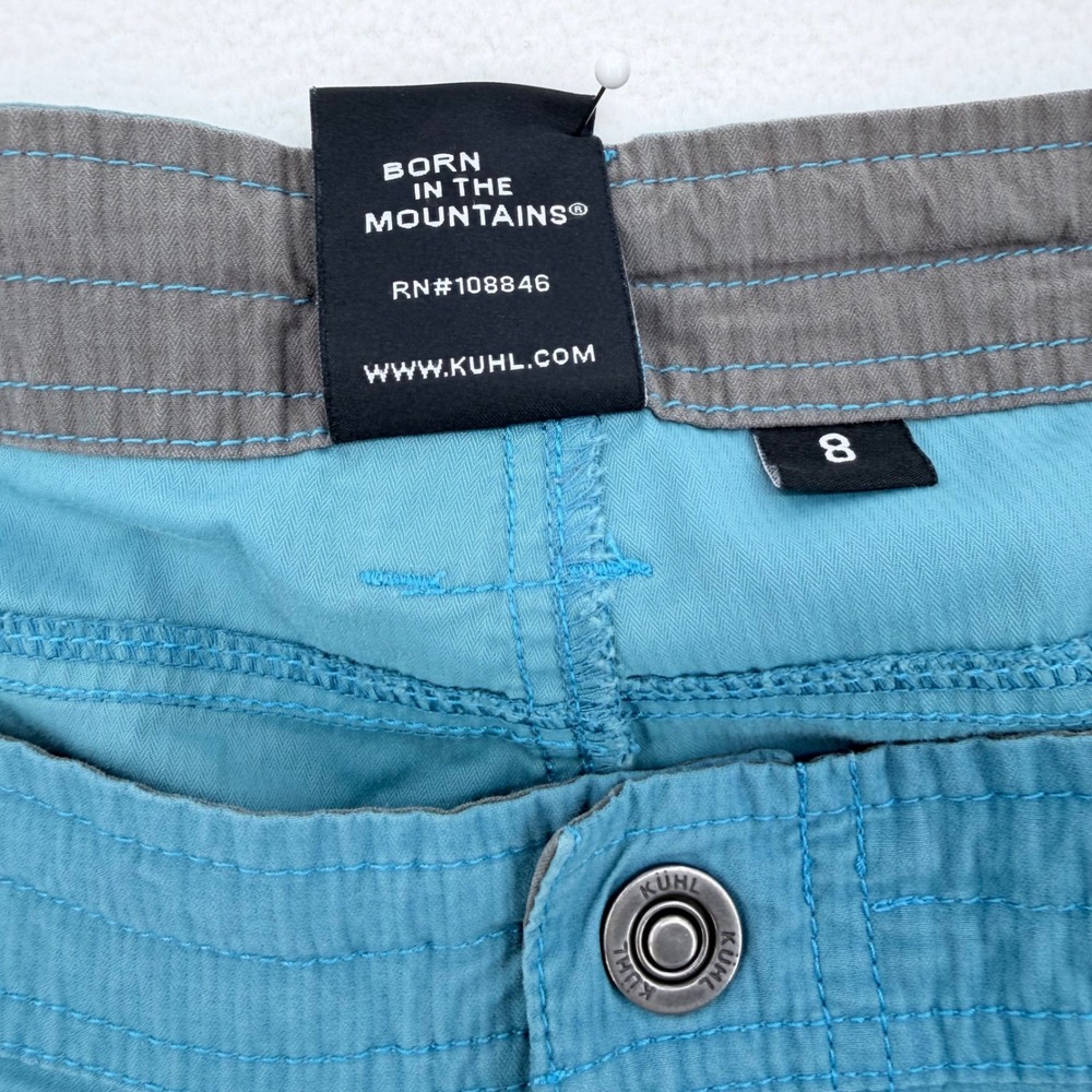 KUHL Capri Pants Womens 8 Blue Teal Embroidered Floral Hiking Utility - Picture 5 of 7